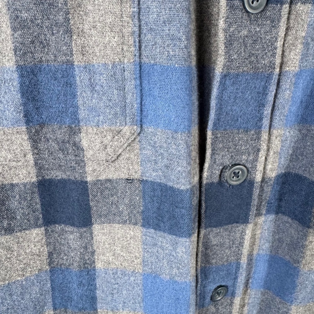 LL Bean Chamois Cloth Shirt Mens XXL Blue Grey Plaid Traditional Fit 277981 - Picture 7 of 7
